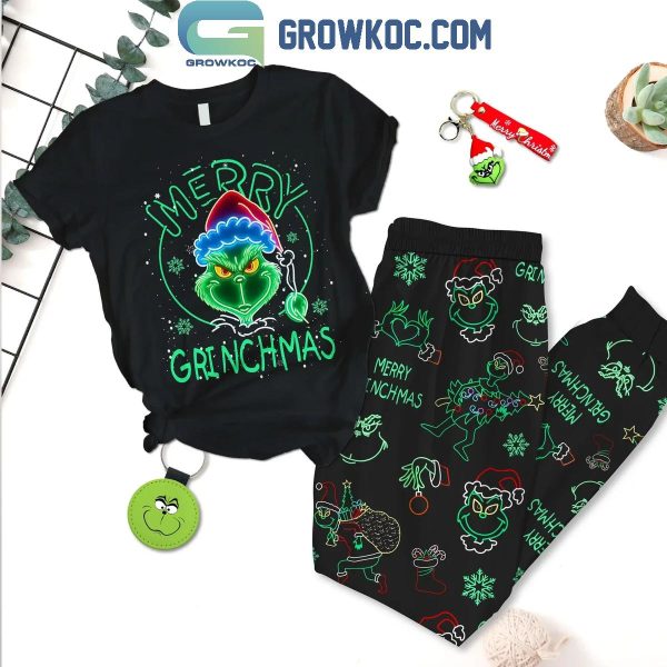 The Grinch Merry Christmas 2024 Grinchmas Celebrating Fleece Pajamas Set