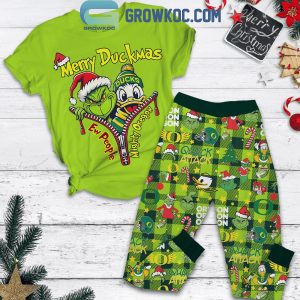 The Grinch Oregon Ducks Mighty Oregon Christmas Fleece Pajamas Set