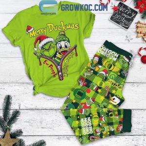 The Grinch Oregon Ducks Mighty Oregon Christmas Fleece Pajamas Set