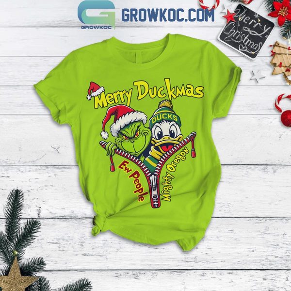 The Grinch Oregon Ducks Mighty Oregon Christmas Fleece Pajamas Set