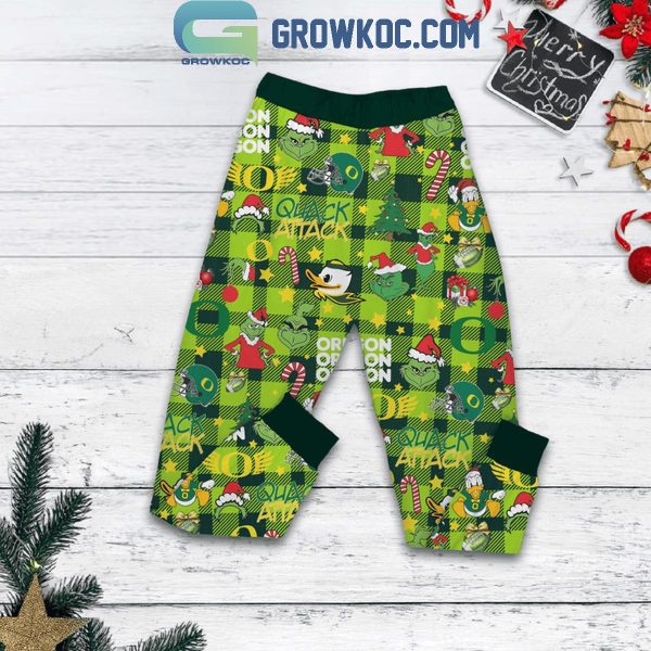 The Grinch Oregon Ducks Mighty Oregon Christmas Fleece Pajamas Set