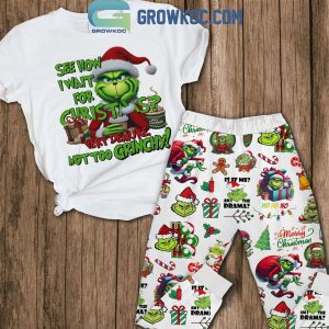 The Grinch See How I Wait For Christmas Very Demure Mottoo Grinch Fleece Pajamas Set