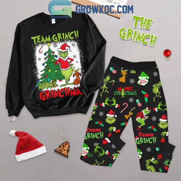 The Grinch Team Grinch Christmas Cheers 2024 Fleece Pajamas Set Long Sleeve