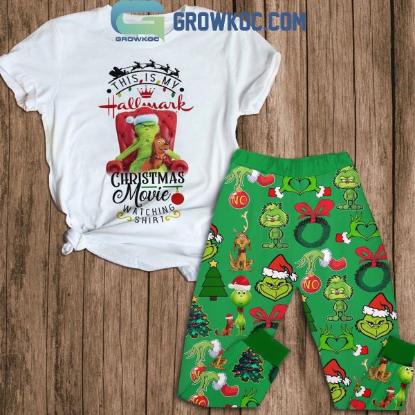 The Grinch This Is My Hallmark Christmas Watching In 2024 Fleece Pajamas Set