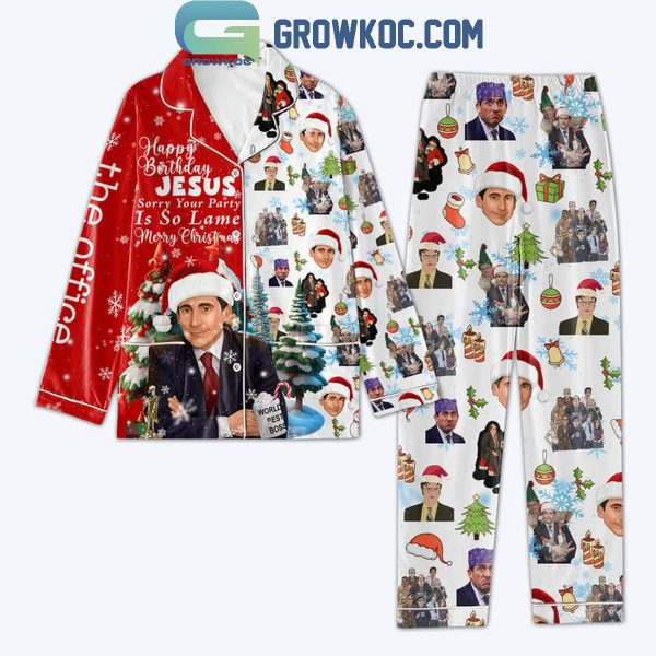 The Office Happy Birthday Jesus Merry Christmas Polyester Pajamas Set