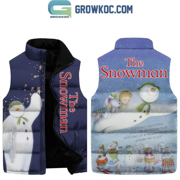 The Snowman Merry Christmas A Mighty Monster Sleeveless Puffer Jacket