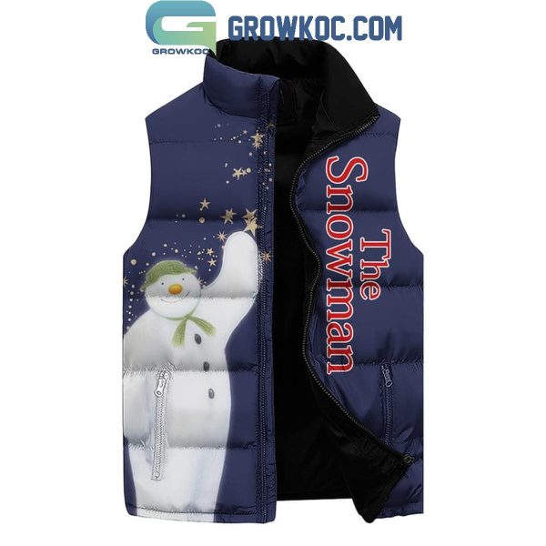 The Snowman Merry Christmas A Mighty Monster Sleeveless Puffer Jacket