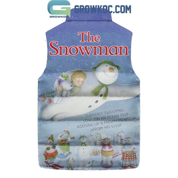 The Snowman Merry Christmas A Mighty Monster Sleeveless Puffer Jacket