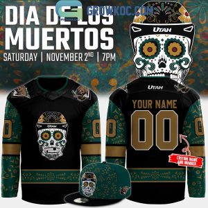 Utah Grizzlies Celebrating Dia De Los Muertos 2024 Black Personalized Hockey Jersey