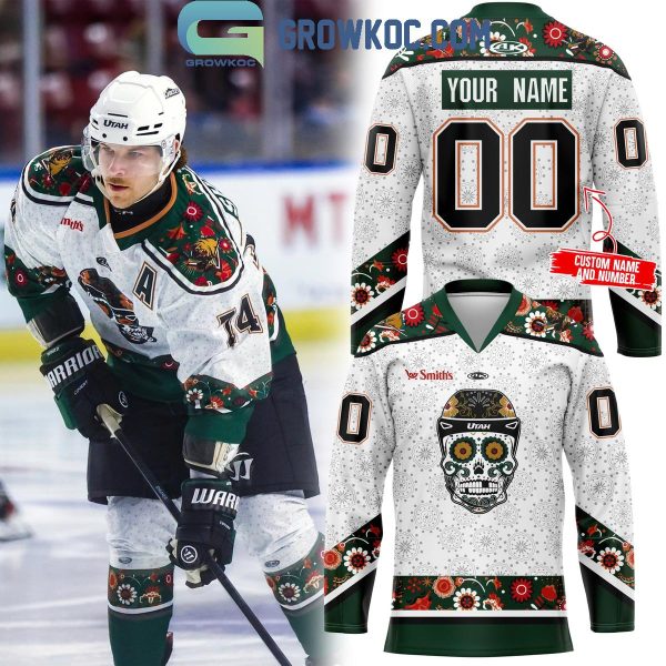 Utah Grizzlies Celebrating Dia De Los Muertos 2024 Personalized Hockey Jersey White