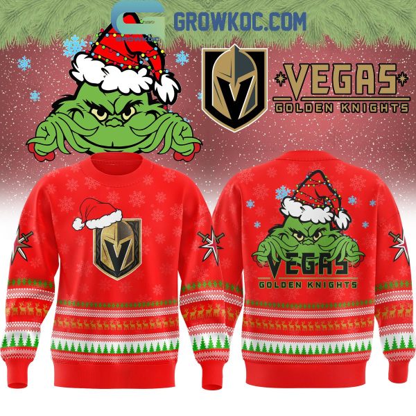 Vegas Golden Knights The Grinch Christmas Happy Holidays 2024 Hockey Ugly Sweater