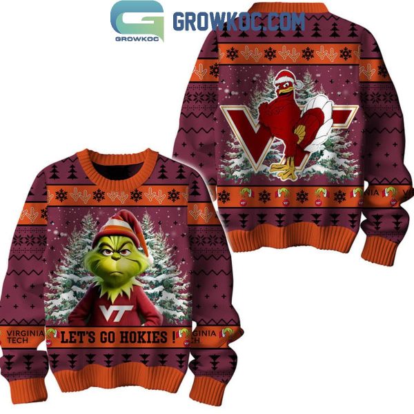 Virginia Tech Hokies Let’s Go Hokies The Grinch 2024 Christmas Ugly Sweater