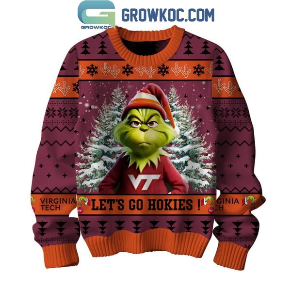 Virginia Tech Hokies Let’s Go Hokies The Grinch 2024 Christmas Ugly Sweater