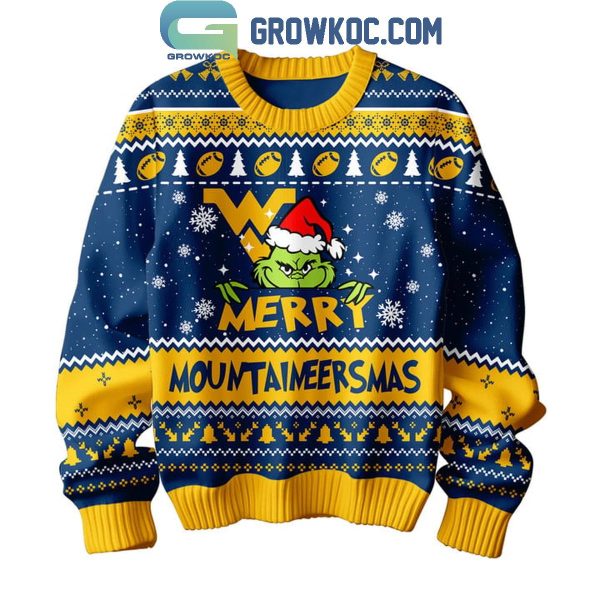 West Virginia Mountaineers Grinch Christmas Merry Mountaineersmas Ugly Sweater