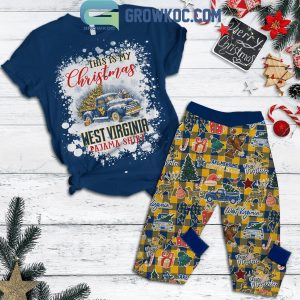 West Virginia Mountaineers This Is My Christmas Movie Watching Shirt Fleece Pajamas Set