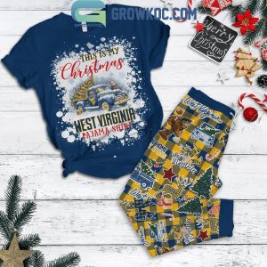 West Virginia Mountaineers This Is My Christmas Movie Watching Shirt Fleece Pajamas Set