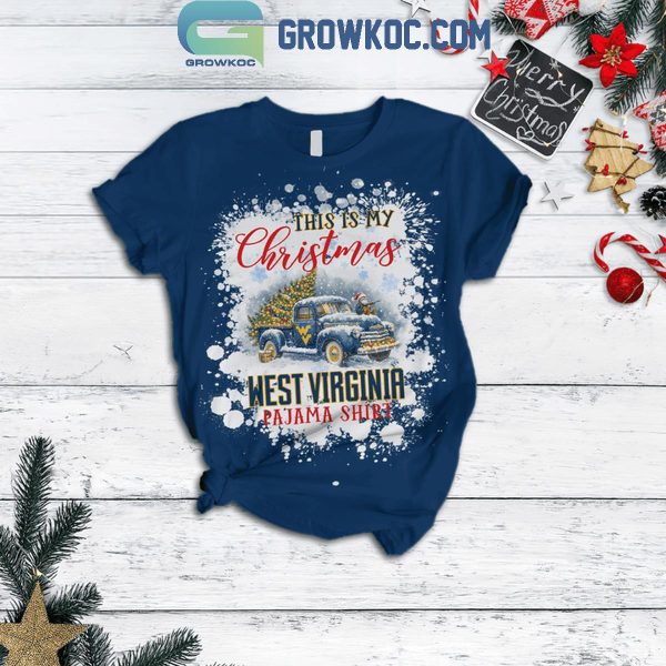 West Virginia Mountaineers This Is My Christmas Movie Watching Shirt Fleece Pajamas Set