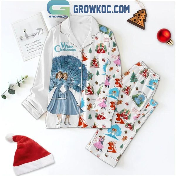 White Christmas Sister Sister 2024 Christmas Polyester Pajamas Set