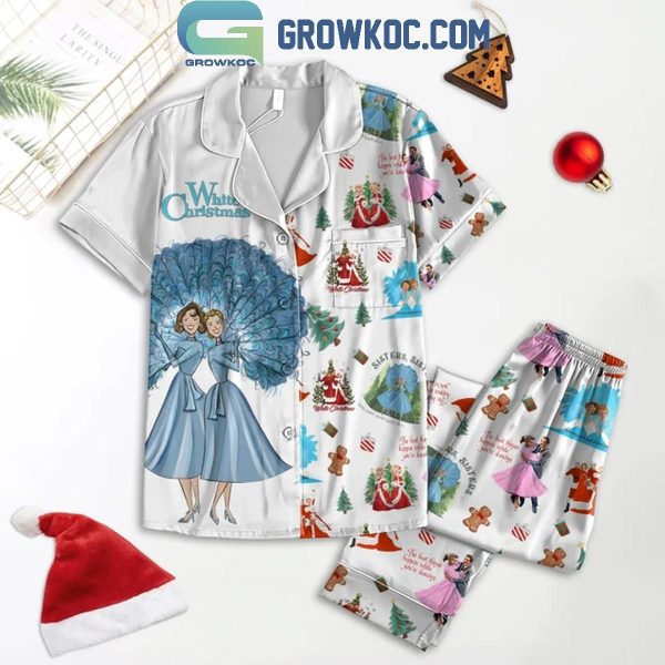 White Christmas Sister Sister 2024 Christmas Polyester Pajamas Set