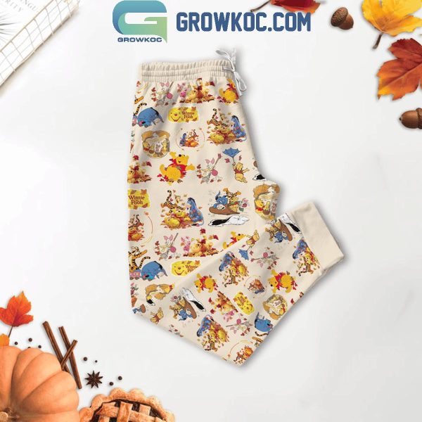 Winnie The Pooh Celebrating Thanksgiving Day With Friends Fleece Pajamas Set