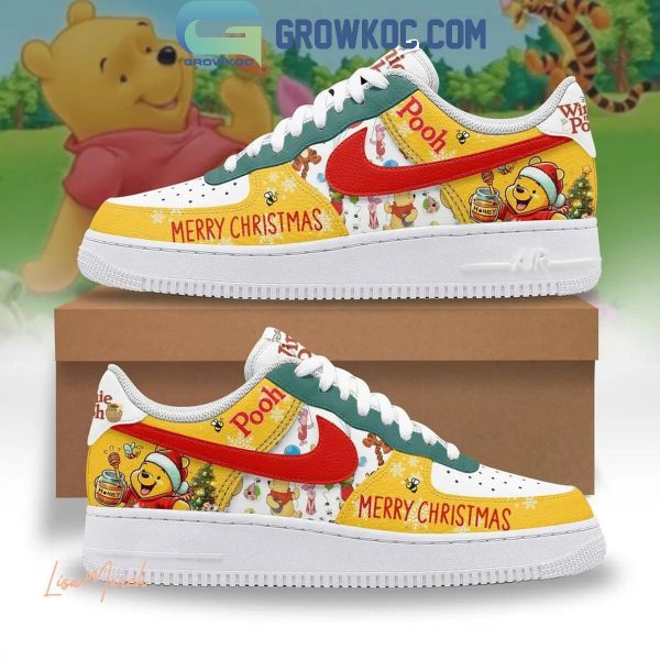 Winnie The Pooh Honey And Snow Merry Christmas Air Force 1 Shoes