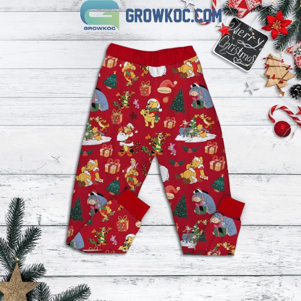 Winnie The Pooh Honey Snow And Friends Merry Christmas Fleece Pajamas Set