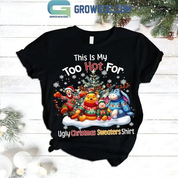 Winnie The Pooh This Is Too Hot For My Christmas Ugly Sweater Fleece Pajamas Set