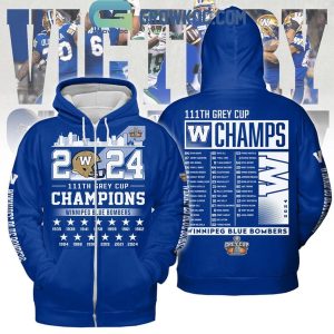 Winnipeg Blue Bombers 111th Grey Cup Champions 2024 Hoodie T-Shirt