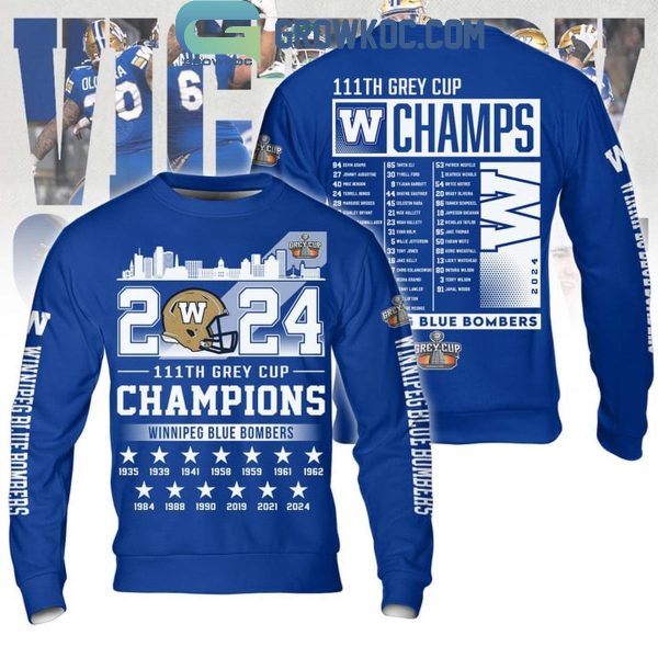 Winnipeg Blue Bombers 111th Grey Cup Champions 2024 Hoodie T-Shirt