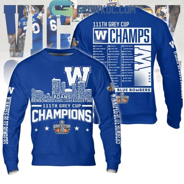 Winnipeg Blue Bombers Celebrating The Champions Of 111th Grey Cup 2024 Hoodie T-Shirt