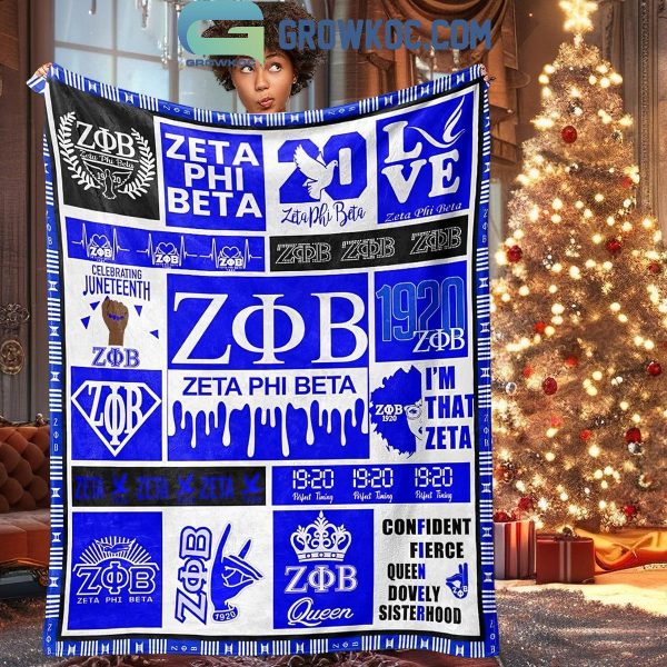 Zeta Phi Beta Confident Fierce Queen Dovely Sisterhood Fleece Blanket Quilt