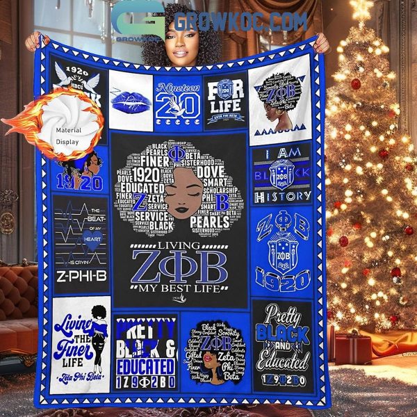 Zeta Phi Beta Living My Best Life Fleece Blanket Quilt