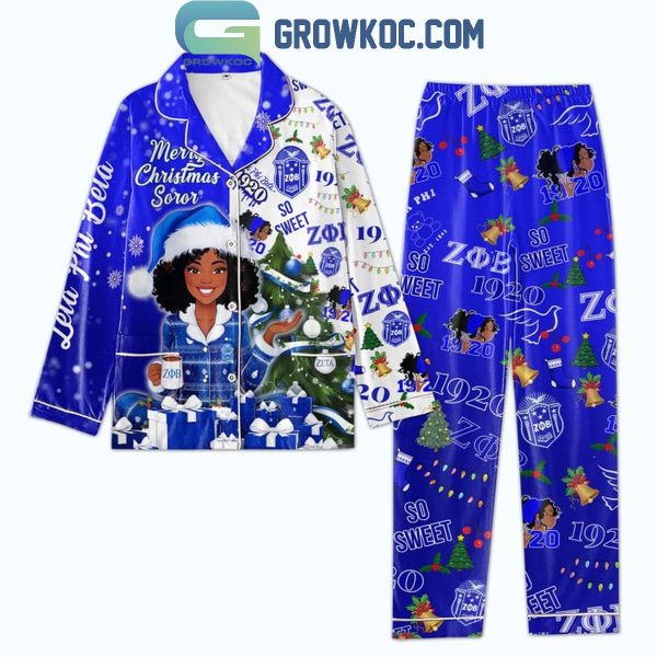 Zeta Phi Beta Merry Christmas Soror 2024 Polyester Pajamas Set