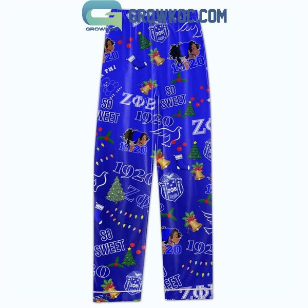 Zeta Phi Beta Merry Christmas Soror 2024 Polyester Pajamas Set