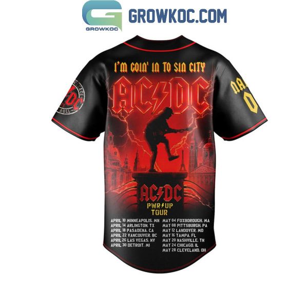 ACDC I’m Going To Sin City PWR UP Tour 2025 Personalized Baseball Jersey