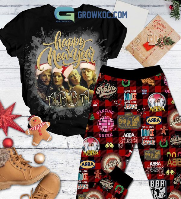 Abba Merry Christmas And Happy New Year 2025 Fleece Pajamas Set