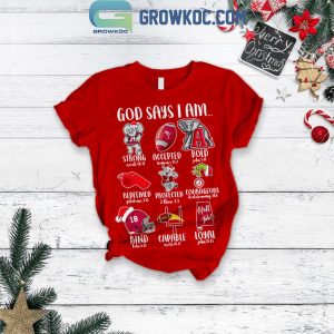 Alabama Crimson Tide God Says I Am Strong 2024 Christmas Fleece Pajamas Set