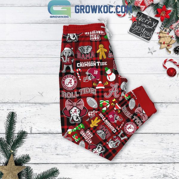 Alabama Crimson Tide God Says I Am Strong 2024 Christmas Fleece Pajamas Set