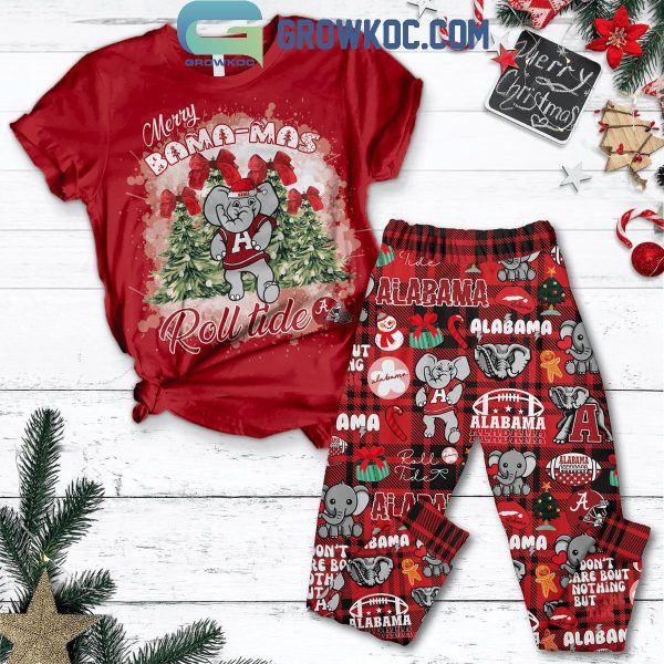 Alabama Crimson Tide Merry Bama-mas Christmas Roll Tide Fleece Pajamas Set