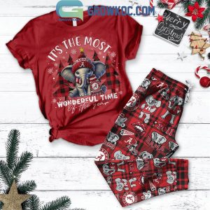 Alabama Crimson Tide The Most Wonderful Time Christmas Fleece Pajamas Set