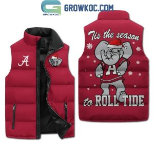 Alabama Crimson Tide Tis The Season Roll Tide Christmas Sleeveless Puffer Jacket