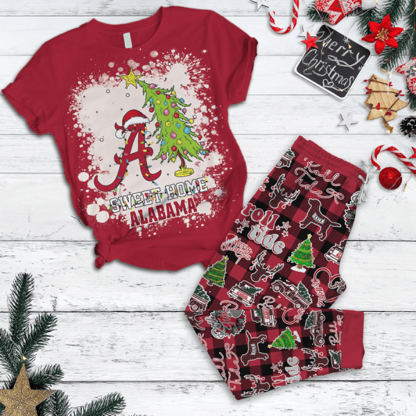 Alabama Crimson Tide Sweet Home Alabama Christmas 2024 Fleece Pajamas Set