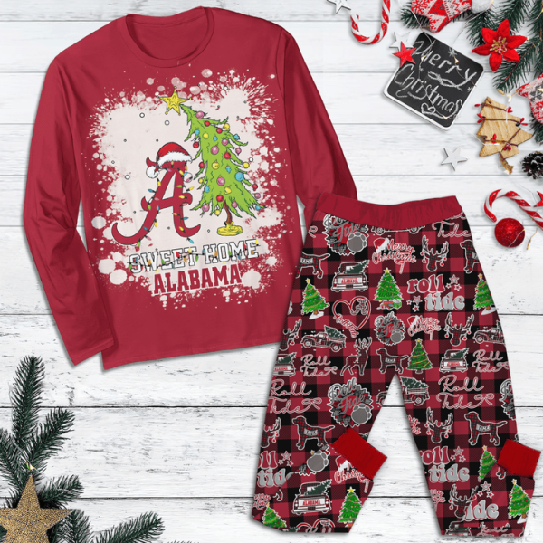 Alabama Crimson Tide Sweet Home Alabama Christmas 2024 Fleece Pajamas Set