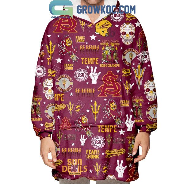 Arizona State Sun Devils Go Devils Victory Oodie Hoodie Blanket