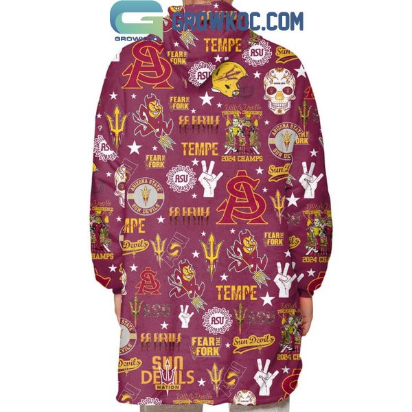 Arizona State Sun Devils Go Devils Victory Oodie Hoodie Blanket