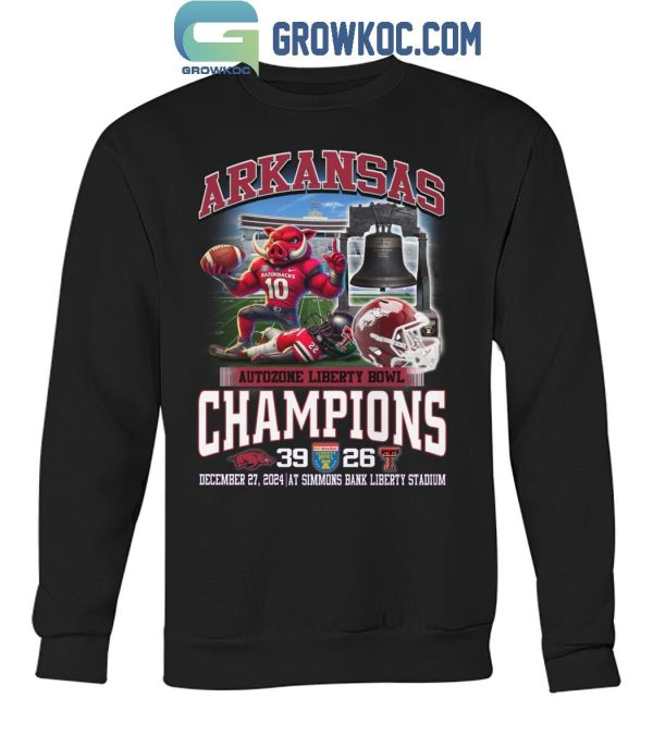 Arkansas Razorbacks Autozone Liberty Bowl Champions 2024 Fan T-Shirt