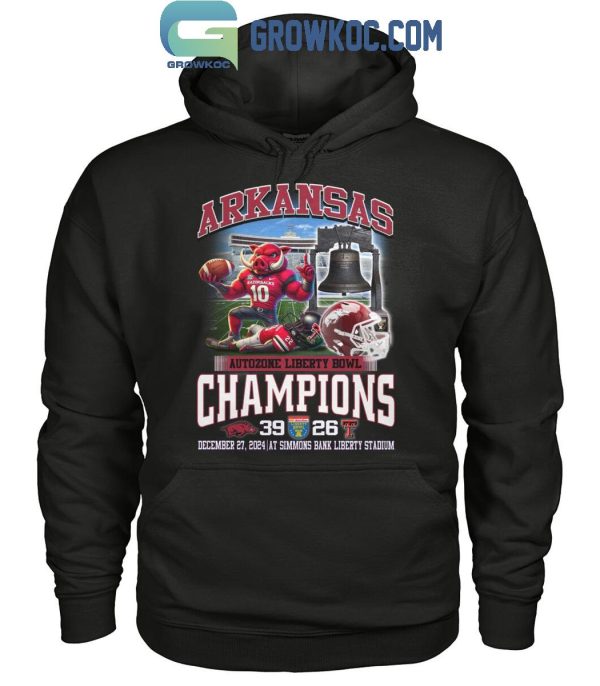 Arkansas Razorbacks Autozone Liberty Bowl Champions 2024 Fan T-Shirt