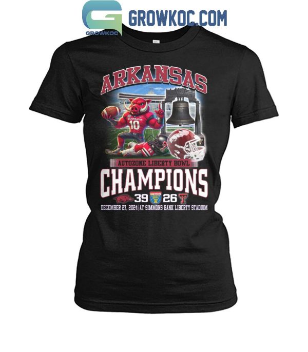 Arkansas Razorbacks Autozone Liberty Bowl Champions 2024 Fan T-Shirt