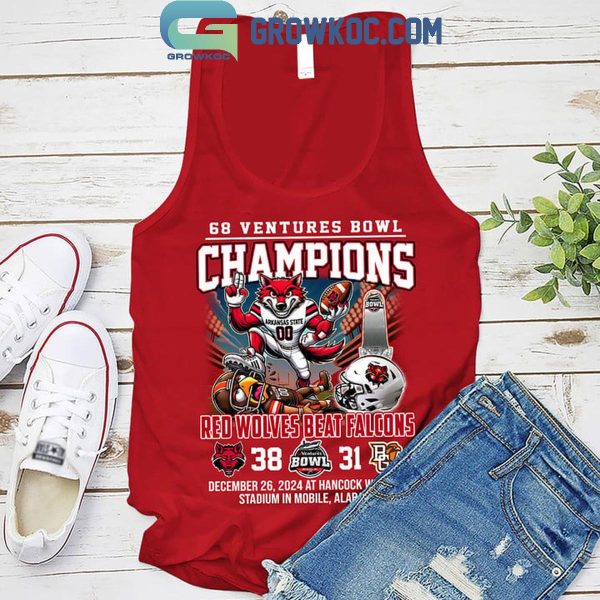 Arkansas State Red Wolves 68 Ventures Bowl Beats Falcons Champions 2024 T-Shirt