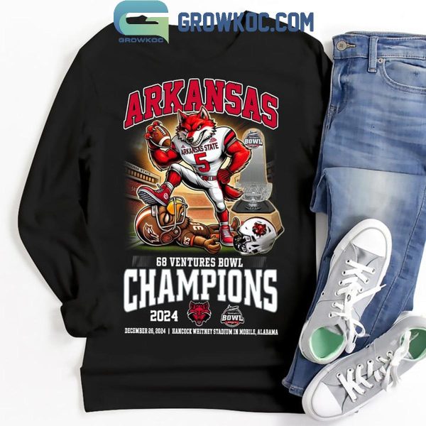 Arkansas State Red Wolves 68 Ventures Bowl Champions 2024 Celebrating T-Shirt